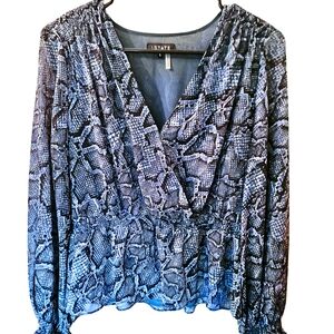 1. State Women's Blue Snake Print Top
